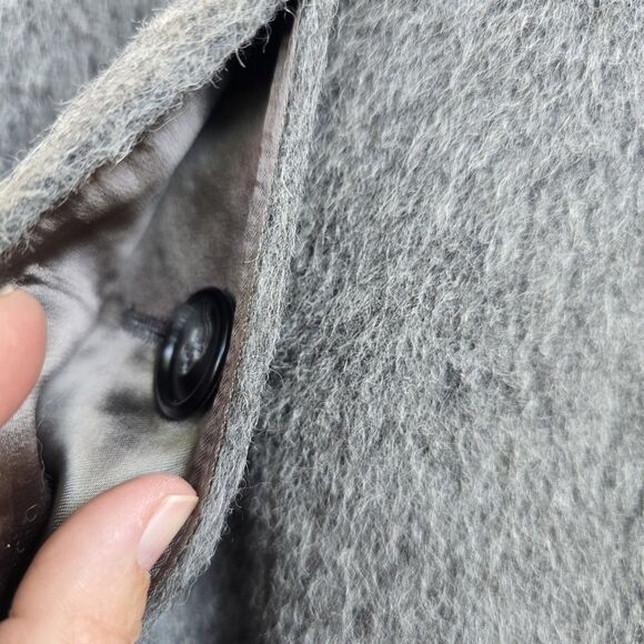 Vintage USA Regency Wool Trench Coat Gray Silky Lining Womens XL Bonwit Teller - Picture 7 of 15